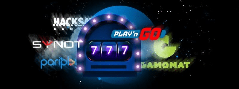 Play’n GO, Pariplay, Gamomat, Synot und Hacksaw logo